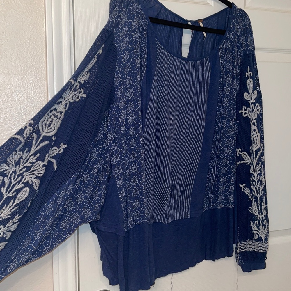 Navy blue free people BOHO long sleeve